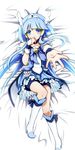  aoki_reika bed_sheet bike_shorts blue blue_eyes blue_hair blue_skirt boots choker cure_beauty dakimakura hair_tubes head_wings highres knee_boots long_hair lying magical_girl on_back outstretched_hand precure shorts shorts_under_skirt sidelocks skirt smile smile_precure! solo tatami_(loop) tiara wrist_cuffs 