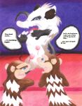 2008 20th_century_fox ambiguous_gender american_opossum blue_eyes blue_sky_studios brown_body brown_fur crash_(ice_age) darkanine dreamworks eddie_(ice_age) english_text feral fur gloves_(marking) group heart_symbol heather_(over_the_hedge) hi_res ice_age_(series) mammal markings marsupial over_the_hedge speech_bubble text toony traditional_media_(artwork) trio virginia_opossum white_markings
