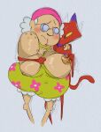 2018 4_fingers accessory age_difference anthro areola arm_around_partner arm_around_shoulders bare_shoulders big_areola big_breasts big_nipples biped black_eyebrows black_eyes blush blushing_profusely breasts cartoon_network clothed clothed/nude clothing colored_sketch courage_the_cowardly_dog curved_eyebrows curved_tail digital_drawing_(artwork) digital_media_(artwork) domestic_cat dominant dominant_anthro dominant_male duo elderly elderly_female elderly_human exposed_breasts eyebrows eyewear felid feline felis female female_human female_on_anthro fingers floral_print freckled_chest freckled_shoulders freckles fur glasses glistening glistening_areola glistening_arms glistening_breasts grey_background grey_hair hair headband hi_res huge_areola huge_breasts human human_on_anthro interspecies iris jodero katz_(courage_the_cowardly_dog) light_areola light_body light_fur light_hair light_nipples light_skin looking_at_another looking_at_partner male male/female male_anthro male_on_human mammal mature_female mature_human monotone_tail mouth_closed multicolored_clothing multicolored_ears muriel_bagge nipple_fetish nipple_play nipple_pull nipples no_pupils nude nude_anthro older_female older_human overweight overweight_female overweight_human partially_clothed partially_clothed_female partially_clothed_human pink_blush pink_headband purple_ears red_body red_ears red_fur red_tail round_glasses short_hair simple_background sketch snout standing submissive submissive_female submissive_human tail tan_areola tan_nipples textured_background thick_arms thin_eyebrows three-quarter_view two_tone_ears wearing_glasses yellow_sclera younger_anthro younger_dom_older_sub younger_male
