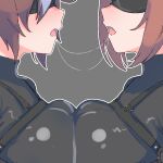  2girls armbinder bdsm blindfold bodystocking bodysuit bondage bound commentary_request daiwa_scarlet_(umamusume) impossible_bodysuit impossible_clothes impossible_leotard inatsu latex latex_bodysuit leotard multiple_girls restrained skin_tight umamusume vodka_(umamusume) 