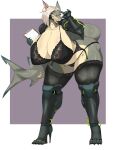 9live anthro aquatic big_breasts big_butt bionic_arm bionic_leg bionics bob_cut bra breasts butt clipboard clothing cybernetic_arm cybernetic_leg cybernetic_limb cybernetic_neck exposed_panties eyelashes eyewear facial_scar female fin fish glasses hanging_breasts hi_res huge_hips lace_bra lace_panties lace_stockings looking_at_viewer round_glasses scar shark simple_background snet solo tail thick_thighs underwear wide_hips
