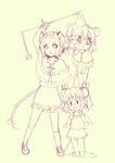  agenasu animal_ears bad_id bad_pixiv_id blush cosplay extra_ears k-on! kemonomimi_mode kobayakawa_yutaka lucky_star monochrome mouse_ears mouse_tail multiple_girls nazrin nazrin_(cosplay) sketch tail tainaka_ritsu touhou 