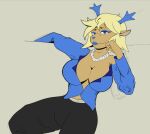 2025 2_horns anthro antlers arms_bent bangs belt big_breasts biped black_bottomwear black_clothing black_eyebrows black_pants blonde_hair blue_antlers blue_clothing blue_eyes blue_eyeshadow blue_horn blue_lipstick blue_nose blue_shirt blue_topwear bottomwear breasts button_(fastener) carol_holiday closed_smile clothed clothed_anthro clothed_female clothing colored_sketch deer deltarune digital_drawing_(artwork) digital_media_(artwork) eyebrows eyeshadow female fingers fully_clothed fully_clothed_anthro fully_clothed_female fur gem grey_inner_ear hair hand_on_chin horn humanoid_hands iris jewelry light_body light_fur light_hair lipstick looking_at_viewer makeup mammal mature_anthro mature_female monotone_body monotone_fur monotone_hair mouth_closed necklace new_world_deer pants pearl_(gem) pearl_necklace phometheuss pupils reindeer shirt short_hair simple_background sitting sketch skimpy smile smiling_at_viewer snout solo tan_background tan_body tan_breasts tan_ears tan_fur tear_trough three-quarter_view topwear undertale_(series) white_belt white_jewelry white_necklace white_sclera wide_mouth wide_smile