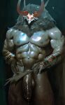 2026 2_horns abs absurd_res balls big_muscles big_penis bodily_fluids clothing colored dark_body dark_skin digital_media_(artwork) digital_painting_(artwork) dripping flaccid genital_fluids genitals genshin_impact glans glistening glistening_body glistening_genitalia glistening_penis grey_body grey_skin hi_res horn humanoid humanoid_genitalia humanoid_hands humanoid_penis ineffective_clothing ineffective_loincloth leaking_precum light lighting long_penis male male_humanoid mask mihoyo mitachurl mostly_nude_humanoid mostly_nude_male muscular muscular_humanoid muscular_male navel nipples painting_(artwork) pecs penis portrait precum precum_drip qai_san question_mark shaded simple_background soft_shading solo thick_penis three-quarter_portrait vein veiny_muscles veiny_penis