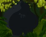 5:4 anthro ape belly big_belly big_butt black_body black_fur butt crocsinsocks dc_comics fur gorilla gorilla_grodd hand_on_butt hand_on_own_butt haplorhine huge_belly huge_butt male mammal nude obese obese_male overweight overweight_male primate solo