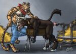 2024 abs anal anal_penetration ankles_tied anthro anthro_on_anthro anthro_penetrated anthro_penetrating anthro_penetrating_anthro balls bdsm black_harness blue_eyes bodily_fluids bondage bound bovid bovine brown_body brown_fur cattle clothed clothing cum cum_in_mouth cum_inside cum_string dated dildo dildo_in_ass dildo_insertion duo ear_piercing ear_tag facial_markings facial_piercing felid fucking_machine fur genital_fluids genitals green_eyes grey_hair hair hands_tied harness hay head_markings heterochromia hooves hufnaar machine male male/male male_anthro male_penetrated male_penetrating male_penetrating_male mammal markings motion_lines muscular muscular_anthro muscular_male mykyta_(fenrir_garou) nose_piercing nose_ring nude object_in_ass orange_body orange_eyes orange_fur pantherine pecs penetration penis penis_in_mouth piercing pink_nose pink_penis red_penis ring_piercing septum_piercing septum_ring sex sex_toy sex_toy_in_ass sex_toy_insertion short_hair side_view standing striped_arms striped_body striped_face striped_fur striped_markings striped_tail stripes tail tail_markings tail_tuft tiger topless tuft white_balls white_body white_fur white_hooves