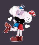 2019 animate_inanimate bendy_straw better_version_at_source big_nose black_clothing black_shirt black_topwear blue_bottomwear blue_clothing blue_nose blue_shorts blush blush_lines bottomwear brother_(lore) brothers_(lore) brown_clothing brown_footwear brown_shoes clothed clothed_humanoid clothing container cup cuphead_(character) cuphead_(game) drinking_straw duo eyes_closed footwear for_a_head fully_clothed fully_clothed_humanoid gloves grey_background grey_body grey_skin handle handwear heart_symbol humanoid incest_(lore) kiss_on_lips kissing male male/male mug mugman object_head red_bottomwear red_clothing red_nose red_shorts romantic romantic_couple runesandrumors shirt shoes shorts sibling_(lore) simple_background small_nose studio_mdhr topwear twincest_(lore) twins_(lore) white_clothing white_gloves white_handwear