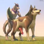 1:1 2026 absurd_res anal anal_penetration animal_genitalia animal_penis anthro anthro_on_feral anthro_penetrating anthro_penetrating_feral balls bestiality biped bodily_fluids brown_body brown_fur canid canine canine_genitalia canine_penis canis claws day digital_drawing_(artwork) digital_media_(artwork) digitigrade duo erection fangs feral feral_penetrated fur genital_fluids genitals grass grey_body hi_res horn interspecies knot knotted_penis kobold link_(wolf_form) male male/male male_on_feral male_penetrated male_penetrating male_penetrating_male mammal nintendo nude outside penetration penile penis plant precum purple_eyes quadruped remy_(wulfer) scalie sex shaded sky smile snout tail teeth text the_legend_of_zelda tongue tongue_out twilight_princess url virtyalfobo wolf