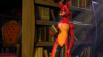 16:9 2024 3d_(artwork) animatronic anthro book bookshelf canid canine chair digital_media_(artwork) eyelashes featureless_crotch five_nights_at_freddy's fox foxanalover foxy_(fnaf) furniture green_eyes hair hi_res holding_book holding_object inside library light light_beam looking_aside machine male mammal navel pecs red_body red_hair robot robot_anthro scottgames short_hair solo source_filmmaker_(artwork) widescreen