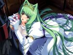  1boy 1girl ass blush breasts censored choker cleavage dress elbow_gloves game_asset gloved_handjob gloves gold_tiara gown green_hair hair_intakes handjob hetero himekishi_olivia inoino kneeling large_breasts long_hair mosaic_censoring non-web_source official_art olivia_lindegald open_mouth penis penis_out princess purple_eyes see-through_clothes self-datamine solo_focus tiara two-handed_handjob variant_set very_long_hair visual_novel_cg white_dress white_gloves 