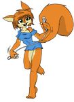  clothing female green_eyes hair mammal nintendo plain_background red_hair regitsammo rodent scarlet_(sequential_art) sequential_art shirt smile solo squirrel transparent_background tshirt video_games wii 