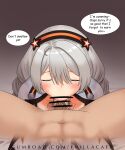  1boy 1girl 1nilla' ahoge bar_censor blue_eyes bodysuit braid breasts captain_(honkai_impact) censored cleavage_cutout closed_eyes clothed_female_nude_male clothing_cutout commentary cum cum_in_mouth english_commentary fellatio headband hetero highres honkai_(series) honkai_impact_3rd kiana_kaslana kiana_kaslana_(white_comet) large_breasts long_hair male_pubic_hair nude oral penis pubic_hair twin_braids white_bodysuit white_hair 