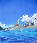  blue_hair building highres ikamusume kikiki_(hiya_mikan) landscape long_hair scenery shinryaku!_ikamusume water 