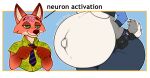 2026 absurd_res accessory anthro belly big_belly blue_background blue_bottomwear blue_clothing blue_necktie blue_pants border bottomwear breasts canid canine clothing digital_drawing_(artwork) digital_media_(artwork) disney duo english_text female fingers_together fox fur green_clothing green_eyes green_shirt green_topwear grey_body grey_fur hands_behind_back hi_res huge_belly hyper hyper_belly hyper_pregnancy inner_ear_fluff judy_hopps lagomorph leporid male mammal meme miriel_moon navel necktie neuron_activation nick_wilde orange_body orange_fur outie_navel pants police police_officer police_uniform pregnant pregnant_anthro pregnant_female rabbit shirt short_tail simple_background tail tan_body tan_fur tan_inner_ear tan_inner_ear_fluff text topwear tuft under_boob uniform white_body white_border white_fur zootopia