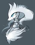  blue_eyes commentary_request grey_background highres looking_at_viewer no_humans o_hitu_g pokemon pokemon_(creature) pokemon_focus portrait reshiram simple_background 