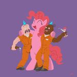  beer beverage cocktail crossover docwario equine female friendship_is_magic group horse human jean laugh male mammal my_little_pony party_hat paul pinkie_pie_(mlp) pony scar superjail superjail! trio 