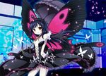  accel_world antenna_hair aoilio bare_shoulders black_hair brown_eyes bug butterfly butterfly_wings dress elbow_gloves gloves hairband insect kuroyukihime long_hair looking_at_viewer outstretched_arm skirt smile solo wings 