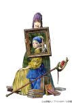  2girls abe_tsukasa alternate_eye_color artist_collaboration blue_eyes blue_turban book book_stack commentary_request copyright_notice cosplay dress earrings east-west_crossover elf fern_(sousou_no_frieren) fine_art_parody frieren from_side girl_with_a_pearl_earring green_background green_dress grey_hair highres holding holding_picture_frame jewelry johannes_vermeer_(style) large_variant_set lipstick long_eyelashes long_pointy_ears looking_at_viewer mage_staff makeup multiple_girls official_art open_mouth parody parted_bangs parted_lips pearl_earrings picture_frame pink_lips pointy_ears portrait portrait_(object) sidelocks simple_background sitting solo sousou_no_frieren staff standing suitcase teeth thick_eyebrows turban two-tone_turban upper_body upper_teeth_only variant_set very_long_ears white_background white_hair yellow_turban 