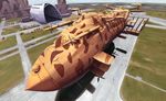  aircraft airship amazing armor flying_fortress gun hangar hi_res laputa_castle_in_the_sky lyc military outside perspective ranged_weapon runway weapon 