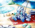  :3 beach beach_towel beach_umbrella bear blucomon blue_skin blush blush_stickers body_fur bucket claws closed_eyes colored_skin cooler digimon digimon_(creature) dragon evolutionary_line food gekkart happy hill hiyarimon holding holding_food holding_popsicle ice inflatable_armbands innertube looking_at_another no_humans ocean open_mouth polar_bear popsicle red_eyes sand_castle sand_sculpture sharp_teeth sideways_glance signature sitting snow snowman sunlight swim_ring tail teeth towel umbrella white_fur yukimibotamon 