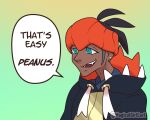  1boy black_hair black_hoodie commentary dark-skinned_male dark_skin english_commentary english_text headband highres hood hoodie magicalgirlcarl open_mouth orange_headband pokemon pokemon_sword_and_shield raihan_(pokemon) short_hair smile solo undercut upper_body 
