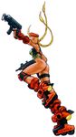  1girl ass beret blonde_hair cammy_white cannon_spike capcom dual_wielding gunspike hat muscle official_art roller_skates skates solo street_fighter 