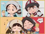  ... 4boys armor black_hair border braid braided_hair_rings brothers chagatai_(tenmaku_no_jaadugar) closed_eyes column_lineup commentary_request cup finger_to_own_chin gold_cup grid_lineup hadanugi_dousa hair_rings hat highres holding holding_cup jochi_(tenmaku_no_jaadugar) klp mongolian_clothes multiple_boys musical_note ogedei_(tenmaku_no_jaadugar) open_mouth pauldrons shoulder_armor siblings spoken_ellipsis tag tenmaku_no_jaadugar tolui_(tenmaku_no_jaadugar) yellow_border 
