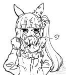  1girl almond_eye_(umamusume) animal_ears animalization blunt_bangs bow_hairband coat commentary_request ear_covers hair_between_eyes hair_ornament hairband hairclip hands_in_pockets highres horse_ears horse_girl jacket long_hair long_sleeves lucky_lilac_(umamusume) monochrome puff_of_air recursive_animalization side_ponytail simple_background symbol-shaped_pupils takatsuki_nato umamusume white_background x-shaped_pupils 