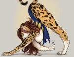 anthro ass_up athletic athletic_female big_breasts big_butt bleach_(series) bottomwear breasts butt cat_stretch cheetah cheetah_(dc) claws clothing digitigrade felid feline female flexible fur hanging_breasts inner_ear_fluff limas loincloth long_legs mammal markings monochrome multicolored_body multicolored_fur orange_body solo spots spotted_body stretching thick_thighs tuft two_tone_body two_tone_fur white_body white_fur yoruichi_shihoin