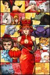  4girls 6+boys alistar_(league_of_legends) alternate_costume animal_costume anivia annotated armor betrayal-and-wisdom bird blue_eyes boar breasts bristle bunny_costume cassiopeia_du_couteau china_dress chinese_clothes chinese_new_year chinese_zodiac cleavage cleavage_cutout closed_eyes dragon dress eastern_dragon elbow_gloves finger_to_mouth gloves glowing glowing_eyes grey_hair grey_skin hat helmet highres horn horse lantern league_of_legends lipstick long_hair makeup medium_breasts minotaur monkey multiple_boys multiple_girls nail_polish new_year nose_piercing nose_ring paneled_background paper_lantern piercing rat red_eyes red_hair sejuani short_hair shyvana smile soraka teemo tiger twitch udyr warwick white_eyes wukong xin_zhao 