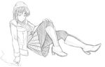  bad_deviantart_id bad_id black_lagoon boots casual cigarette coat greyscale hat high_heels hisao-kun jacket knee_boots monochrome open_clothes open_jacket pantyhose pleated_skirt raised_eyebrow revy_(black_lagoon) shoes skirt smoking solo winter_clothes 