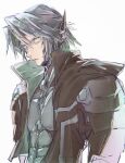  1boy armor black_jacket body_armor commentary_request final_fantasy final_fantasy_vii final_fantasy_vii:_ever_crisis grey_hair hair_between_eyes headset highres jacket looking_at_viewer male_focus nidaino_tori official_alternate_costume sephiroth sephiroth_(custom_suit) sephiroth_(ever_crisis) short_hair shoulder_armor sketch solo upper_body white_background 