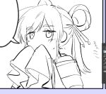  1girl cho_kaguya-hime! closed_mouth commentary_request genkounikki01 hair_rings japanese_clothes kimono lineart long_hair monochrome multicolored_hair runami_yachiyo runami_yachiyo_(tsukuyomi) speech_bubble white_background 