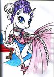  collar dress ear_piercing equine eyeshadow female feral friendship_is_magic fur horn ladyamaltea makeup mammal my_little_pony piercing rarity_(mlp) shoes solo unicorn white_fur 