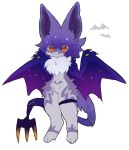 2025 3_fingers :3 ambiguous_anthro ambiguous_gender anthro bat big_ears biped blue_wings blush blush_lines chest_tuft claws colored digital_media_(artwork) dipstick_tail eyelashes featureless_crotch finger_claws fingers fluffy forked_tail front_view full-length_portrait fur grey_body grey_fur hair hi_res kemono legband mammal markings membrane_(anatomy) membranous_wings multicolored_body multicolored_fur navel neck_tuft nude orange_eyes orange_tail_tip portrait pupils purple_body purple_ears purple_fur purple_hair purple_tail purple_wings realistic_wings simple_background solo spommmm standing tail tail_markings thighband tuft unusual_anatomy unusual_tail white_background white_body white_fur wings