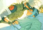  2boys bandaged_hand bandaged_head bandages bed black_gloves black_hair black_headband black_mask black_shirt blunt_bangs bouquet bowl_cut closed_eyes commentary_request curtains fingerless_gloves flak_jacket forehead-to-forehead gloves green_shirt green_vest grey_hair hatake_kakashi headband heads_together highres holding_hands hospital_bed hospital_gown jacket konohagakure_shinobi_uniform korean_commentary m0_mo_momo male_focus mask might_guy mouth_mask multiple_boys naruto_(series) naruto_shippuuden pillow scar scar_on_cheek scar_on_face see-through_curtains shirt short_hair sleeves_rolled_up spiked_hair thick_eyebrows under_covers upper_body vest yaoi 