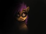  black_background creepy equine female feral friendship_is_magic hair horse imalou mammal my_little_pony open_mouth pink_eyes pink_hair plain_background pony scootaloo_(mlp) simple_background smile solo 