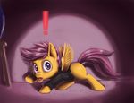  aphexangel black_sweater cookie cub equine female feral friendship_is_magic hair light mammal mouth_hold my_little_pony orange_body pegasus purple_eyes purple_hair scootaloo_(mlp) solo spotlight surprise sweater turtleneck wings young 