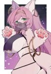 2026 anthro big_breasts biped blush blush_lines border bracelet breast_curtains breasts butt claws clothed clothing colored countershade_fur countershade_hands countershade_torso countershading digital_media_(artwork) domestic_cat ear_piercing ear_ring felid feline felis female female_anthro finger_claws fluffy fur gradient_background green_eyes hair half-length_portrait handpaw harem_outfit hi_res jewelry kemono long_hair looking_at_viewer mammal monotone_hair monotone_tail multicolored_body multicolored_fur open_mouth open_smile pawpads paws piercing pink_body pink_claws pink_ears pink_fur pink_hair pink_pawpads portrait pupils ring_piercing shaded side_boob side_view simple_background skimpy smile solo spommmm standing tail two_tone_body two_tone_fur veil white_body white_border white_countershading white_fur white_inner_ear