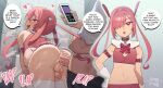  2boys anal artist_name ass borrowed_character bow bowtie bright_pupils cellphone commentary crossdressing cum cum_in_ass cum_overflow doggystyle ejaculation english_commentary english_text gem gloves grabbing_another's_hair hair_ornament hair_over_one_eye hand_on_own_hip handsfree_ejaculation heart highres holding holding_another's_hair holding_phone hypnosis indoors magicorps_(alterkyon) male_focus male_penetrated midriff mind_control multiple_boys navel one_eye_covered open_mouth penis phone pink_hair pink_skirt red_bow red_bowtie red_eyes scar scar_on_face sex sex_from_behind skirt sleepy_frippy smartphone sound_effects speech_bubble tadakuni_(alterkyon) toilet_stall twintails white_gem white_gloves white_pupils yaoi 