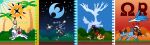  2boys 2girls absol absurdres alolan_exeggutor alternate_costume alternate_hair_color alternate_skin_color backpack bag baseball_cap black_boots black_hair black_hat black_shorts black_thighhighs blonde_hair blue_shoes boots brendan_(pokemon) brown_hair bubble bush closed_eyes closed_mouth commentary_request darkened_skin day elio_(pokemon) fennekin floating from_side green_background green_shoes handheld_game_console hat highres holding holding_handheld_game_console latios long_hair magnemite mega_ring mikesi_quan multiple_boys multiple_girls night nintendo_3ds on_head one-eyed open_mouth outdoors pokemon pokemon_(creature) pokemon_omega_ruby_and_alpha_sapphire pokemon_on_head pokemon_sun_and_moon pokemon_ultra_sun_and_ultra_moon pokemon_x_and_y ponytail popplio red_eyes red_shirt red_shorts red_skirt riding riding_pokemon rowlet running selene_(pokemon) serena_(pokemon) shirt shoes short_hair short_sleeves shorts skirt sky smile snivy star_(sky) starry_sky striped_clothes striped_shirt sun swampert thighhighs translation_request two-tone_shirt white_hat xerneas z-ring 