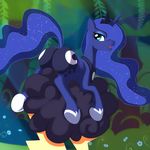  butt cloud cutie_mark equine female feral friendship_is_magic hair horn horse ipan long_hair looking_at_viewer looking_back mammal my_little_pony pony princess_luna_(mlp) raised_tail solo unknown_artist winged_unicorn wings 