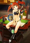  :d boots brown_eyes idolmaster idolmaster_(classic) midriff monster_hunter navel open_mouth orange_hair smile solo takatsuki_yayoi twintails zi-dabu 