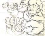  1boy commentary english_commentary english_text highres hood hoodie magicalgirlcarl monochrome open_mouth pokemon pokemon_sword_and_shield raihan_(pokemon) short_hair solo surprised teeth undercut upper_body wide-eyed 