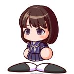  1girl anegasaki_nene artist_request black_shoes blue_sailor_collar blue_serafuku blue_shirt blue_skirt brown_eyes brown_hair commentary_request copyright_notice crossover jikkyou_powerful_pro_yakyuu jikkyou_powerful_pro_yakyuu_(style) love_plus multicolored_shoes neckerchief no_mouth official_art pleated_skirt power_pro_appli rayman_limbs sailor_collar school_uniform serafuku shirt shoes skirt solo tachi-e towano_high_school_uniform two-tone_shoes white_background white_neckerchief white_shoes 
