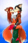  canine cassandra couple duo eyes_closed female fox kissing macmegagerc male mammal romantic straight tattoo 