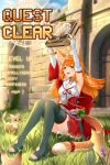  1girl :3 absurdres ahoge animal_ears arknights armpits arms_up blush book boots bracelet cat cat_ears cat_girl cat_tail commentary_request dress elbow_gloves english_text fingerless_gloves gameplay_mechanics gloves green_eyes green_nails hair_ornament highres holding holding_book jewelry long_hair mao_xin'ai official_alternate_costume open_mouth orange_hair papyrus_(arknights) papyrus_(the_next_side_quest)_(arknights) red_ribbon red_skirt ribbon sand_cat sheath sheathed sidelocks skirt sleeveless sleeveless_dress smile sword tail tail_ornament tail_ring thigh_boots thighs toes triangle_hair_ornament weapon white_gloves 