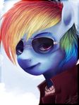  blue_background clothed clothing equine eyewear female feral friendship_is_magic hair horse imalou looking_at_viewer mammal multi-colored_hair my_little_pony no_more_heroes plain_background pony purple_eyes rainbow_dash_(mlp) rainbow_hair simple_background smile solo sunglasses 