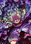  absurdres benjkreations black_lightning dynamic_pose gear_fifth haki_(one_piece) highres lightning monkey_d._luffy one_piece pants red_eyes scar scar_on_chest sun_god_nika_(one_piece) white_hair white_pants 