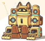  1girl animal_ears chibi commentary_request fake_animal_ears highres maestromk2_(trickcal) mecha no_humans robot shadow simple_background sitting solo suwa_yasai trickcal yellow_eyes 